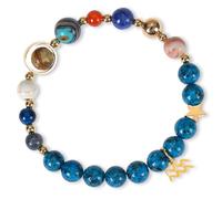 NOEMIN Zodiac Bracelet Natural Stone Crystal Beads Planet Design with Constellation Charm Jewelry for Women Men Fashion Gift