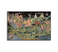 NOEMOHA 1930s The Land of Make Believe Map Vintage Fairy Tale Poster Decorative Painting Canvas Wall Posters And Art Picture Print Modern Family Bedroom Decor Posters 08x12inch(20x30cm)