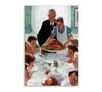 NOEMOHA Norman Rockwell Paintings Thanksgiving Poster Decorative Painting Canvas Wall Posters And Art Picture Print Modern Family Bedroom Decor Posters 08x12inch(20x30cm)