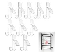 Noenaeni 10PCS Towel Radiator Brackets Hooks, Bathroom Heated Towel Rail Hooks, Radiator Rail Hanger Hook for Towel, Radiator Hook for All Standard 2.5cm Radiators(Transparent)