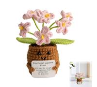 Noenaeni 1PCS Handmade Crochet Flowers Soft Touch Forget Me Not Artificial Flowers Emotional Support Gift for Friends Family Lover Crochet Flower Small Potted for Desks, Bookshelves, Bedside, Tables