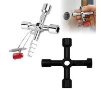 Noenaeni 2Pcs Meter Box Key Gas Key, 7 in 1 Universal Utility Key, 4 Way Radiator Keys, Triangle Square Panel Key for Loft Hatch, Electric, Elevator, Water Gas Meter Opening, Cupboard (Silver, Black)