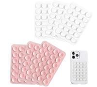 Noenaeni 6Pcs Silicone Phone Sticky Grip Mobile Suction Pads Sticky Thing for Back of Phone Suction Hands-Free Accessories Holders for Selfies and Videos Multifunctional Suction Holder (Pink & White)