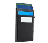 Noenaeni RFID Card Holder, Pop Up Metal Wallet, Ultra Thin RFID Blocking Credit Card Holder with 2 Layers Cash Money Pocket, Unisex Minimalist Smart Wallet for 6+ Cards & Pocket Money Storage - Black