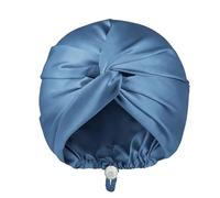 Noenaeni Silk Satin Hair Bonnet for Sleeping, 1Pcs Elastic Silk Hair Wrap for Women, Double Layer Soft Silky Sleep Cap, Universal Fits Curly Natural Braid Straight Unisex (Gray Blue)