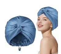 Noenaeni Silk Satin Hair Bonnet for Sleeping, 1Pcs Elastic Silk Hair Wrap for Women Men, Double Layer Soft Silky Sleep Cap, Universal Fits Curly Natural Braid Straight Unisex (Gray Blue)