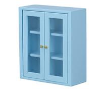 NOENNULL 1:12 Dollhouse Exquisite Wooden Wall Cabinet Bright Color and Simulated Appearance for Dollhouse Scenes and Photography Props (Blue)