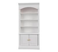 NOENNULL 1/12 Scale Dollhouse Cabinet, 4-Tier Bookshelf with 2 Doors, White Miniature Bookcase Cupboard for Display, Doll House Furniture Accessories for DIY Room Crafts