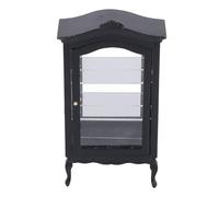 NOENNULL 1:12 Scale Dollhouse Display Shelf, Miniature Furniture Display Shelf, Black Cabinet with Transparent Window, Dream Cabinet for Dollhouse Accessories