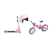 NOENNULL 1:12 Scale Miniature Bike Scooter Set with Helmet Highly Realistic Dollhouse Accessories for DIY Crafts, Model Displays Garden Decor for Fairy Gardens Miniature Scenes (Pink)
