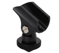 NOENNULL 1.95 cm Microphone Holder with Hot Shoe Holder, 1/4 Inch Screw Hole, Adjustable Angle, Lightweight Plastic, Easy Installation for DSLR Camera
