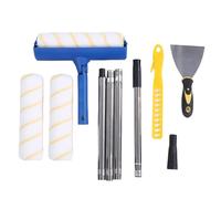 NOENNULL 10 Inch Paint Roller, Proof Paint Roller Kit with Stainless Steel Extension Poles, Brush Covers, Scraper for Ceilings, Walls, Furniture, Ideal for Indoor and Outdoor Painting (Blue