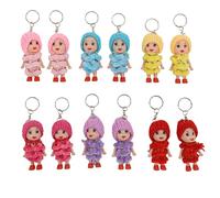 NOENNULL 12 PCS Mini Doll Keychain Lovely Tiny Dolls Keychain Portable Handbag Key Ring for Birthday Gift