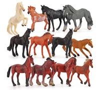 NOENNULL 12PCS Tiny Horse Figurines Toy Set, Plastic Miniature Pony Small Foal Figures, Christmas Birthday Cupcake Cake Topper Party Favor Educational Toy School Prize for Kids