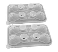 NOENNULL 2pcs 3D Cat Shape Silicone Ice Cube Tray 4 Cubes Reusable Cute Animal Shape Silicone Ice Mold for Whiskey Cocktail Cream (Gray)