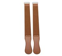 NOENNULL 2PCS Straight Strop - Double Layered Leather Sharpening Strop Belt for Barber, Knife & Blade Honing - Professional Leather Strop Kit with Handle