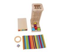 NOENNULL 3-in-1 Wooden Board Game Set - Colorful Counting & Strategy Game with Sticks & Dice, Math Learning Toy for Kids