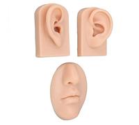 NOENNULL 3D Nose & Ear Model - Silicone Piercing & Suture Practice Kit with Realistic Anatomy for Medical Training, Practice & First Aid Demonstration (Medium Skin Color)