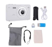 NOENNULL 4K 64MP Digital Camera for Photography with Auto Focus Dual Camera16X Zoom Compact Camera for Teens Adults, Portable Camera with 16GB Card for Travel, Hiking (White)