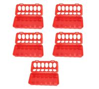 NOENNULL 5 Pieces Plastic Feeders for Small Birds with Hinged Lid, 12 Holes Anti Leak Feeder Tray for Poultry, Bird Feeder, Storage Slot Container with Holes