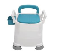 NOENNULL Adjust Height Prevent Slip Commode Toilet Chair with Armrest Design, Soft Backrest, Folding Cover, for Elderly, Pregnant Women, Limited Mobility