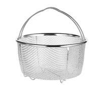 NOENNULL Basket for Accessories Stainless Steel Mesh Steaming Basket with Handles & Feet - Vegetable Insert, Egg Basket, Pasta Strainer, Silver (18CM)