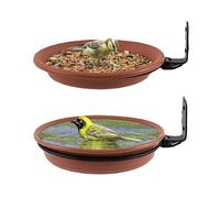 NOENNULL Bird Trays Tree Mounted for Bird Feeder Bird Bath Bowl, Installed on Wooden Fences, Trees, Deck, Indoor and Outdoor Walls with Heavy Duty Metal Bracket (2 Pot and 2 Bracket)