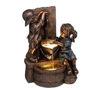 NOENNULL Boy & Girl Garden Statue Resin Boy & Girl Pressure Water, Bath, Kissing, Drinking Statue Outdoor Ornaments for Home Yard Garden Patio (Pressure water sculpture)