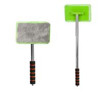 NOENNULL Car Cleaning Brush, Car Windshield Cleaning Brush, Long Handle Wash, Aluminum Alloy Microfiber Window Cleaner, Retractable (Green)