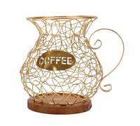 NOENNULL Coffee Capsule Storage Basket, Wire Metal Coffee Capsule Organizer Large Capacity Pod Holder Baskets Elegant Cup Shape Decorative Hol (Gold)