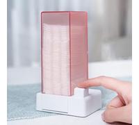 NOENNULL Cotton Pad Dispenser Convenient Press Out Makeup Holder for Girls, Reject Pollution for Skin Gray PC Material 6 * 2.4 Inches for Home Bathroom (White)