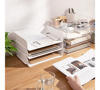 NOENNULL Desktop Storage Box Durable Stackable Drawer Organizer for Office File Papers for Home Office Studyroom Bedroom PET 12.40x9.65x2.76in (Clear)