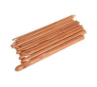 NOENNULL Ergonomic Handle 12pcs Crochet Hooks Set Recognizable Size Knitting Needles in Carbonized Round Bamboo, for Craft Enthusiasts