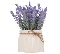 NOENNULL Fake Plants Small Artificial Lavender Flowers Faux Flowers Plants in Ceramic Pot for Home Bathroom Office Desk Accessories Wedding Decor Indoor (B)