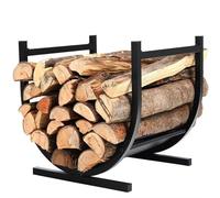 NOENNULL Firewood Storage Rack Fireplace Wrought Iron Log Holder Organizer for Indoor Outdoor Use