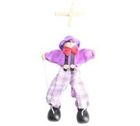 NOENNULL Fun Wooden Clown Marionette Pull String Puppet Interactive Toy for Family Men Women Pretend Puppetry Party (Purple)