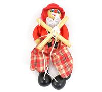NOENNULL Fun Wooden Clown Marionette Pull String Puppet Interactive Toy for Family Men Women Pretend Puppetry Party (red)
