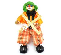 NOENNULL Fun Wooden Clown Marionette Pull String Puppet Interactive Toy for Family Men Women Pretend Puppetry Party (Orange)