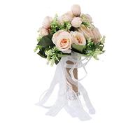 NOENNULL Holding Flowers, Modern, Elegant Artificial Bridal Bouquet for Wedding Photography, with Lace Decorated Hand-Held Flowers for Rehearsal Dinner, 8.7 x 8.3 x 10.6 Inches (Sparkling)