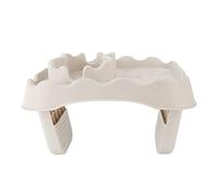 NOENNULL Hot Tub Table Tray with Drain Holes Anti Slip Adjustable Hot Tub Side Table for Swimming Pools SPA Bathtub (Beige)