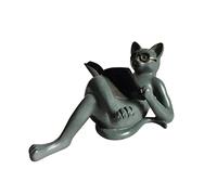 NOENNULL Literary Cat Garden Statue,Resin Bookworm Cat Decor with Reading Glasses, Outdoor Indoor Decorative Ornament for Book Lovers Cat Enthusiasts