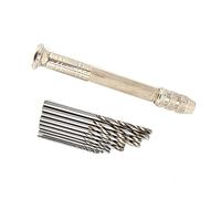 NOENNULL Mini Hand Drill Sturdy Stainless Steel Mini Hand Drill Pin Vise with Twist Bits, High Efficiency Manual Drilling for Wood, Walnut, Plastic