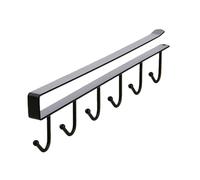 NOENNULL Mug Cups Wine Glasses Storage Hooks Kitchen Utensil Ties Belts Scarf Hanging Hook Rack Holder Under Cabinet Closet Without Drilling 6 Hooks Cup Storage Organizer Hanger Rack