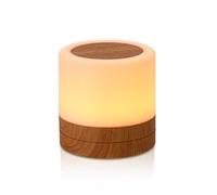 NOENNULL New Touch Desktop Remote Control Led Seven Color Creative Wood Grain Charging Night Light Clapping Atmosphere Light 3w (As Shown)