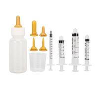 NOENNULL Pet Bottle Set with 1 Pet Bottle, 4 Replacement Feeders, 4 Syringes in 1ml, 3ml, 5ml and 10ml, 1 Measuring Cup for Kittens, Puppies, Rabbits (Yellow)