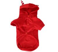 NOENNULL Pet Luminous Evil Person Pattern Hallowmas Clothing + Devil's Ear Hat for Dog Cat, Wear Resistant Costume for Role Play on Halloween + Polyester Material, Red, Size S-L (XL)