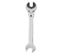NOENNULL Ratcheting Tubing Wrench 17mm 8.5in Steel 72T Dual Use Tool, Angle Adjustable Flexible for Fuel, Brake, AC Pipe Nuts, with Single Open End and Ratchet Head