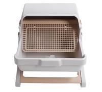 NOENNULL Semi-automatic Cat Litter Box, Cat Litter Box, Plastic Housing, Easy Assembly, Semi-enclosed, Large for Domestic Cats