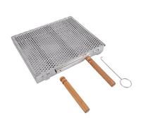 NOENNULL Stainless Steel BBQ Grill Basket, Portable Fine Mesh Cooking Grate for Fish and Vegetables, Adjustable Cooking Space for Camping, Picnic, Beach Meetings in the Backyard, 12.0 x 1.6 x 10.0