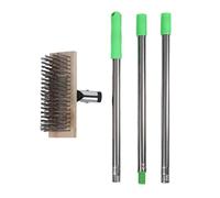 NOENNULL Stainless Steel Floor Scrubber Deck Wire Scratch Scrub Brush Moss Remover with 1.2m Long Handle Stiff Metal Bristle Deck Scrub Brush Wire Broom for Cleaning Decking Moss Grout